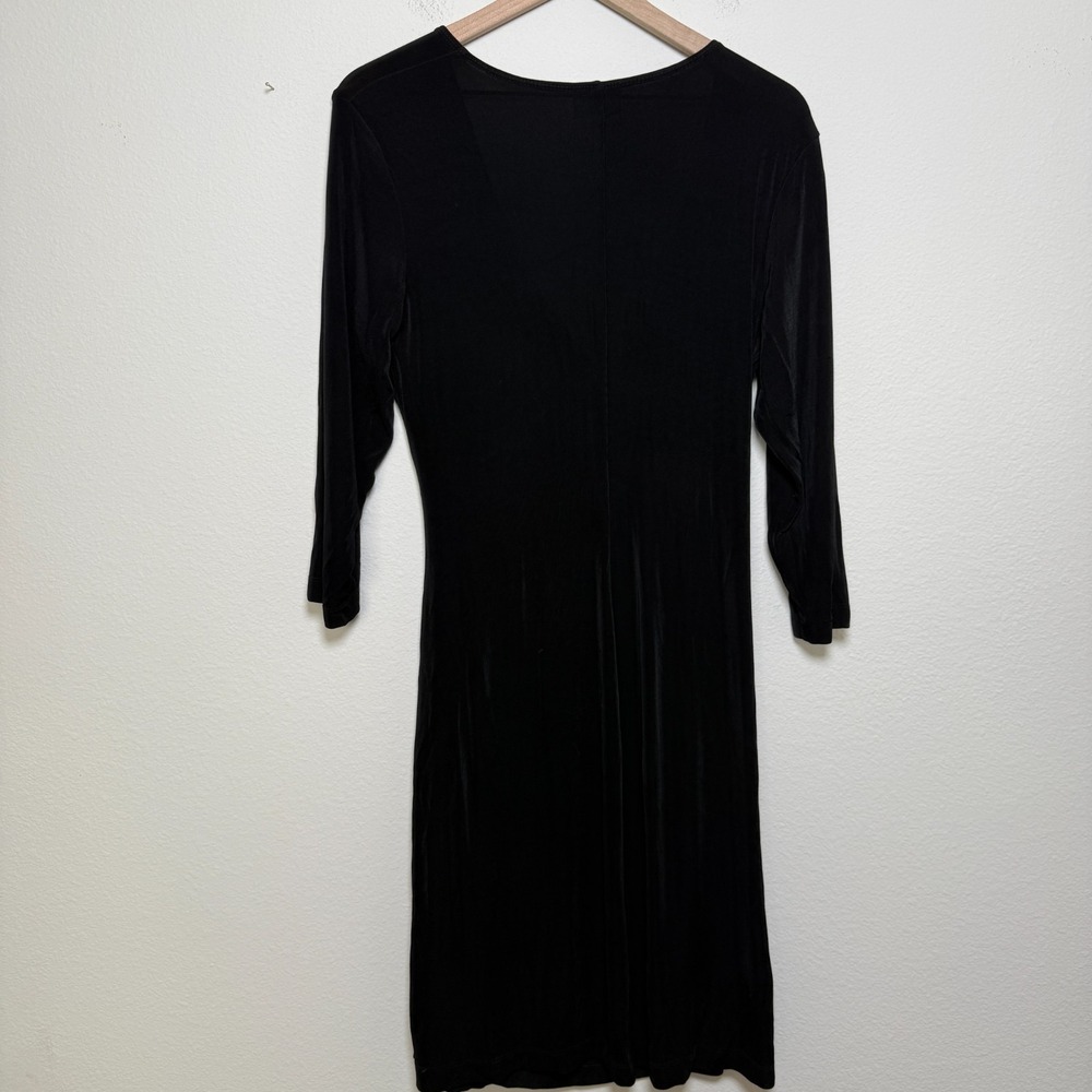 Chico's Travelers Women Dress Large Black Ruched Waist Long Sleeve Party Holiday - Picture 6 of 7